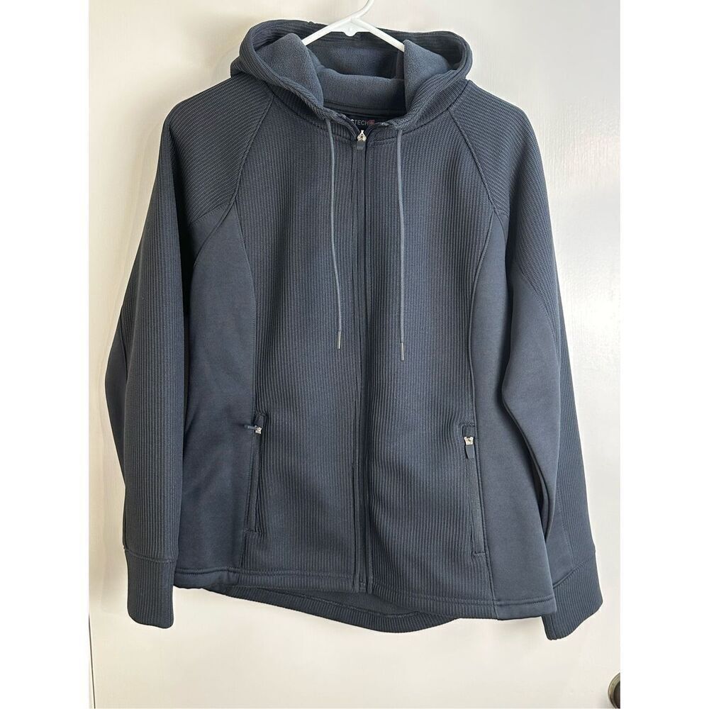 Swiss Tech sz M full zip jacket dark gray hoodie - Picture 2 of 9